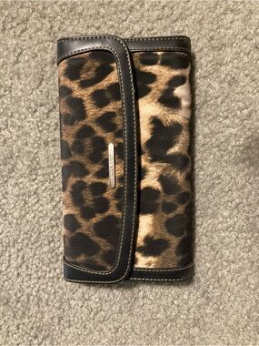 Leopard Print Fold Wallet with Dark Trim